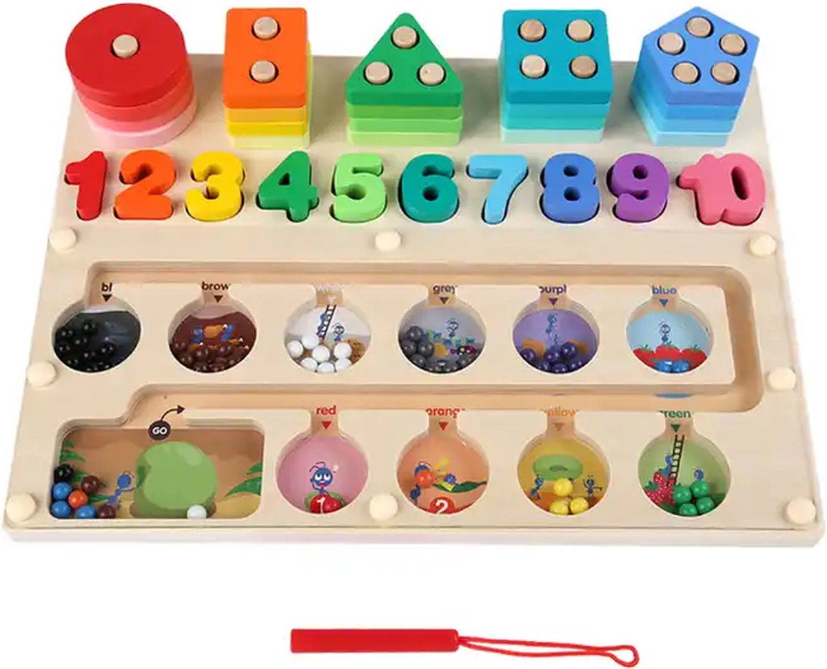 Houten magnetische creatief Educatief Puzzel speelgoed montessori 3-in-1 bord en kleurenspel