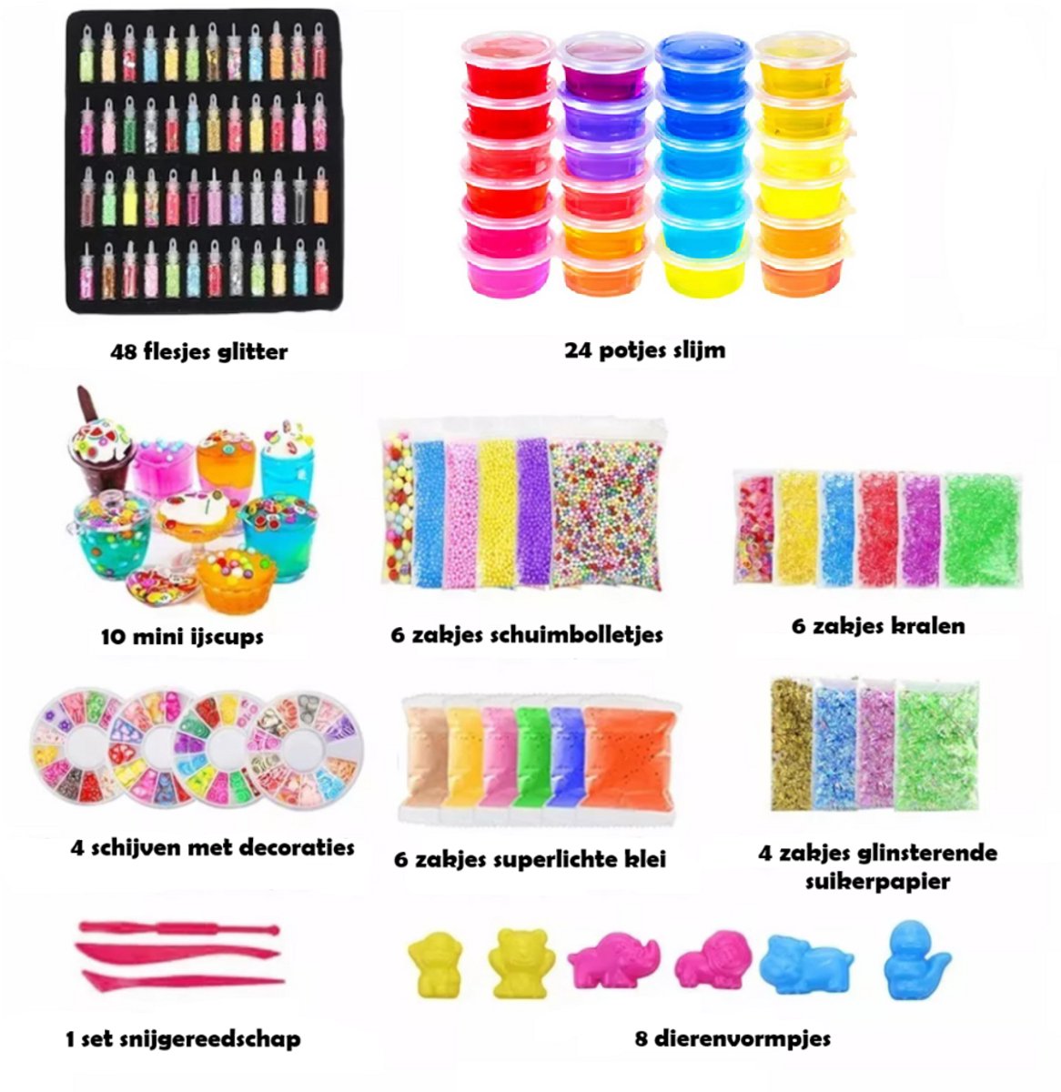 Slijm Kit XXL- 128+ Accessoires – Glow in the Dark