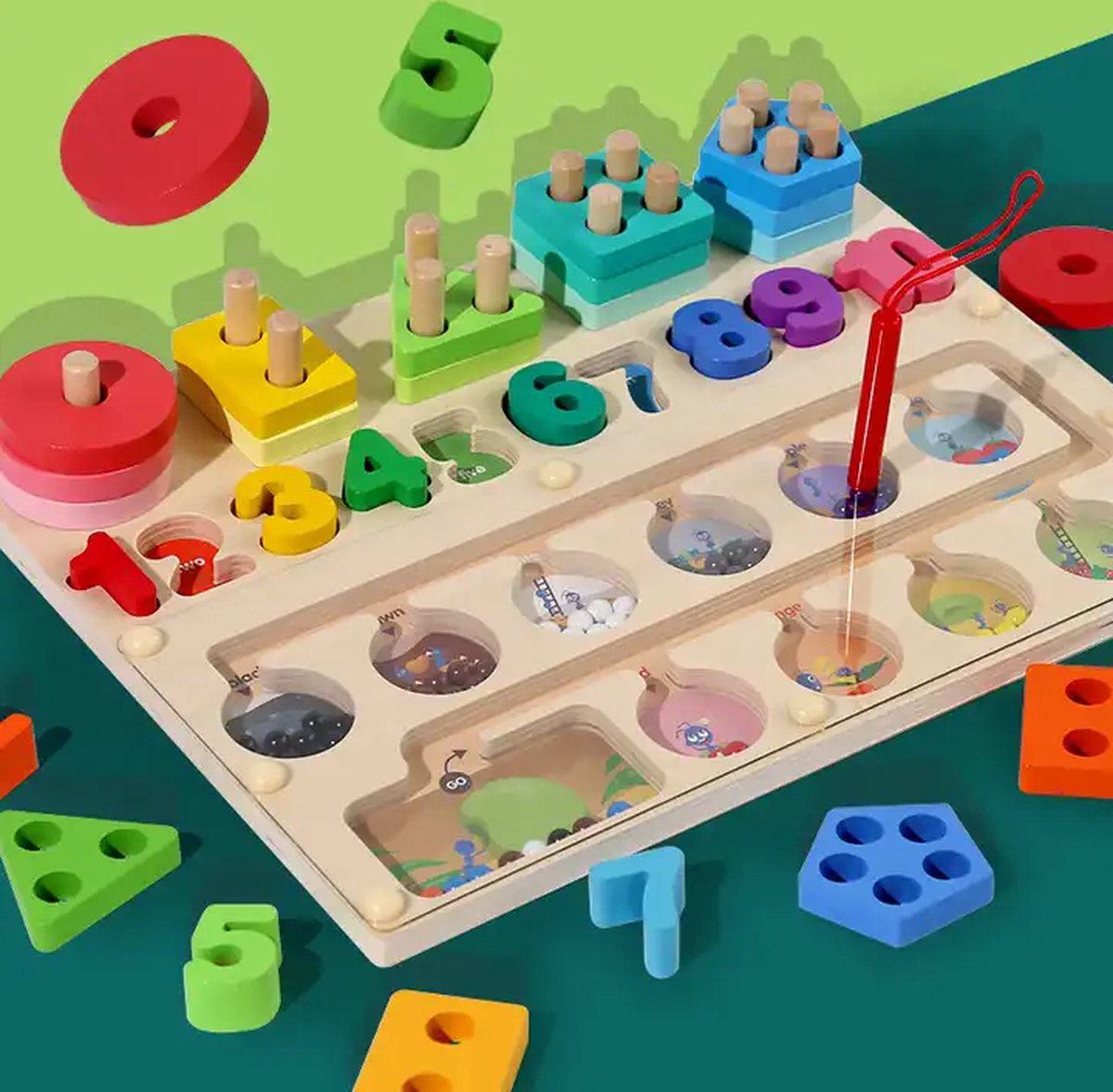 Houten magnetische creatief Educatief Puzzel speelgoed montessori 3-in-1 bord en kleurenspel