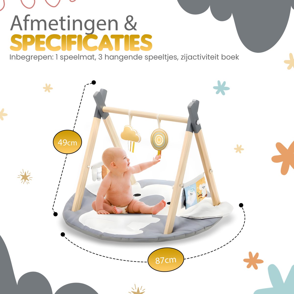 Houten Babygym Koala inclusief Speelmat
