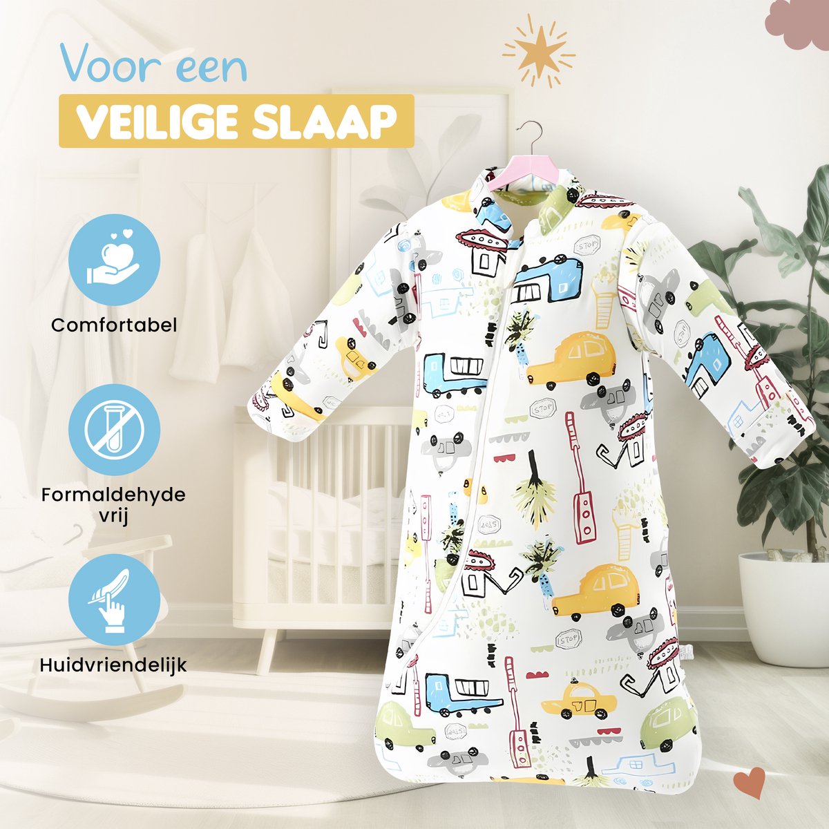 Bidiboo baby slaapzak winter herfst met afritsbare mouwen - Autoprint