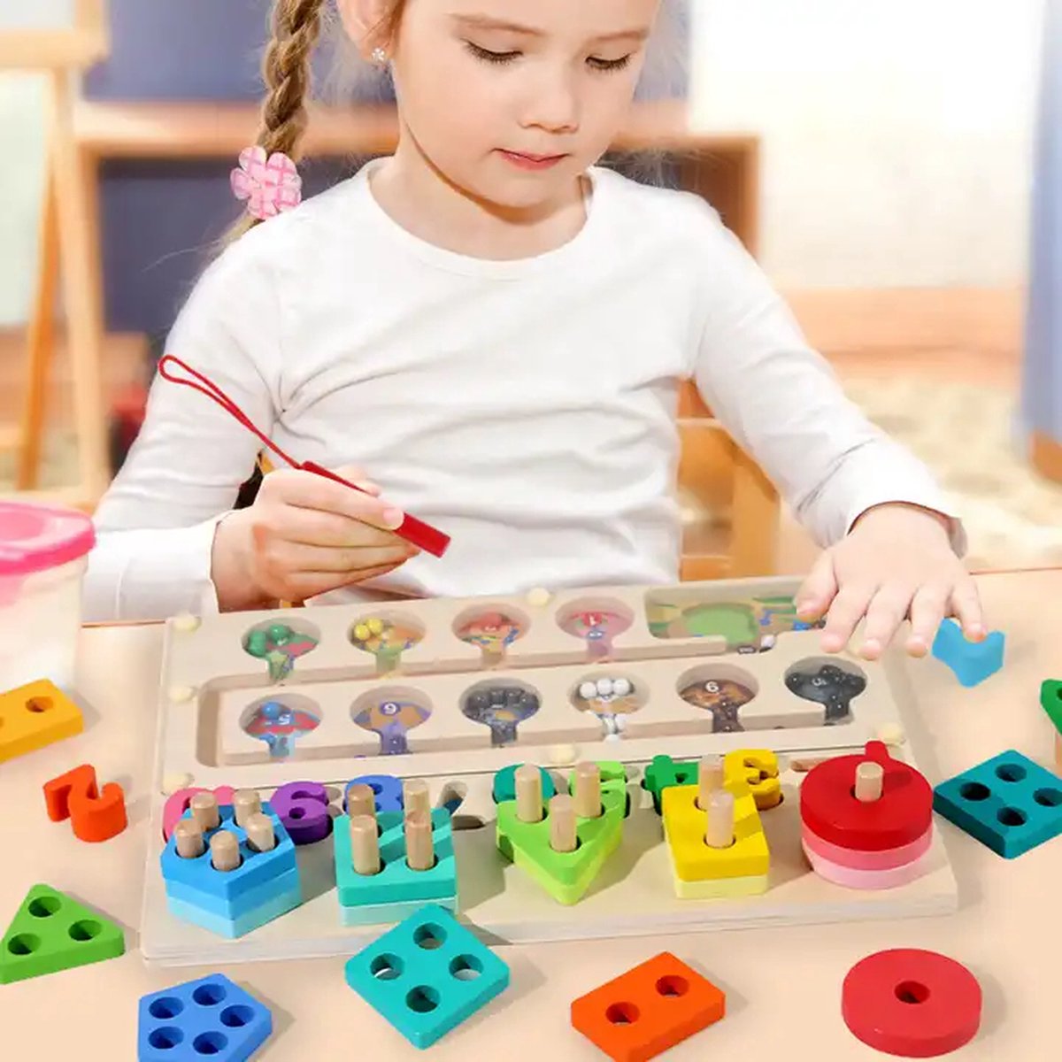 Houten magnetische creatief Educatief Puzzel speelgoed montessori 3-in-1 bord en kleurenspel