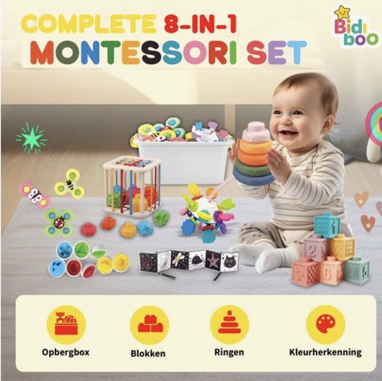 Bidiboo 8 in 1 Montessori Babyspeelgoed Set