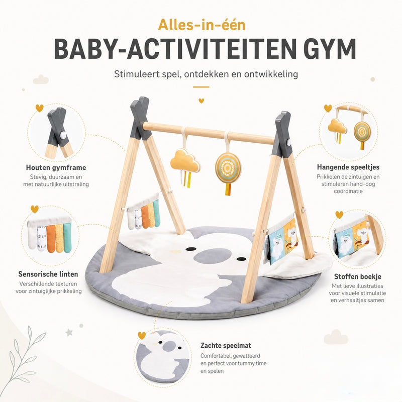 Houten Babygym Koala inclusief Speelmat